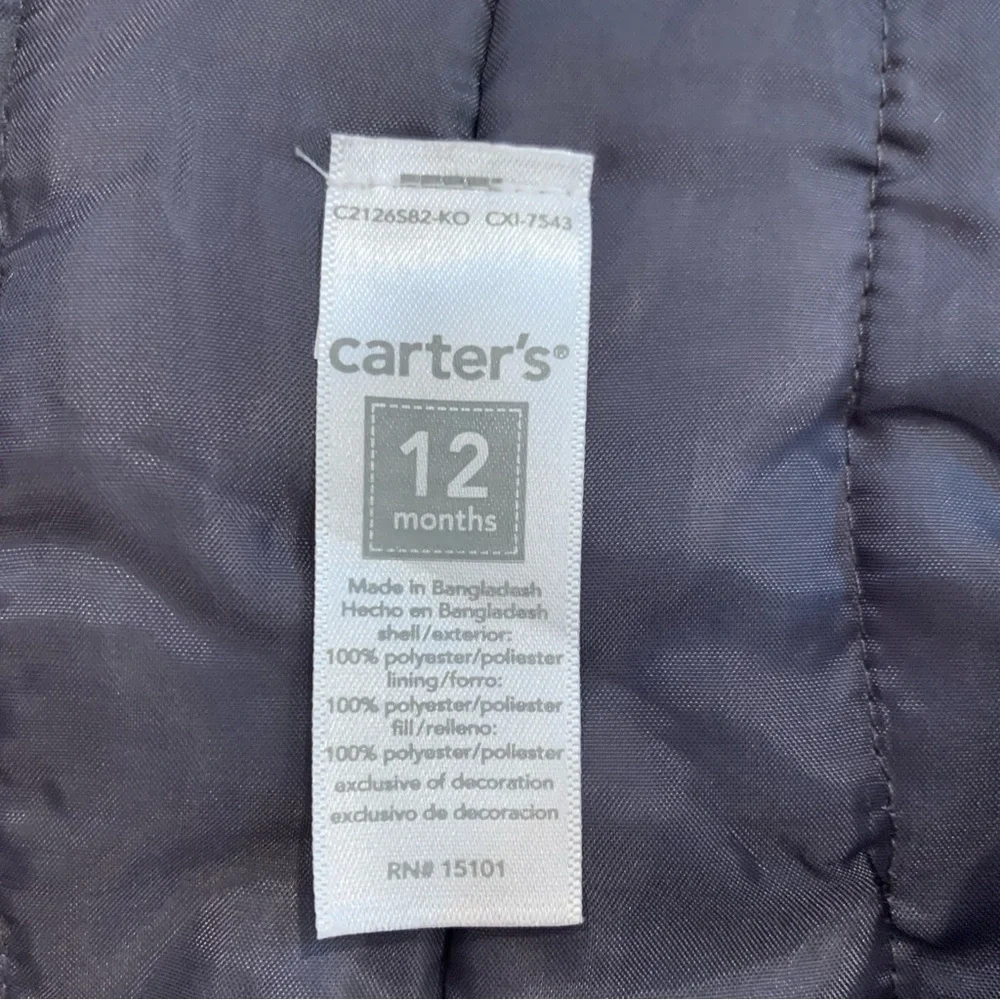Carter’s baby boys size 12 months black winter snowpants snowbibs pants bibs
